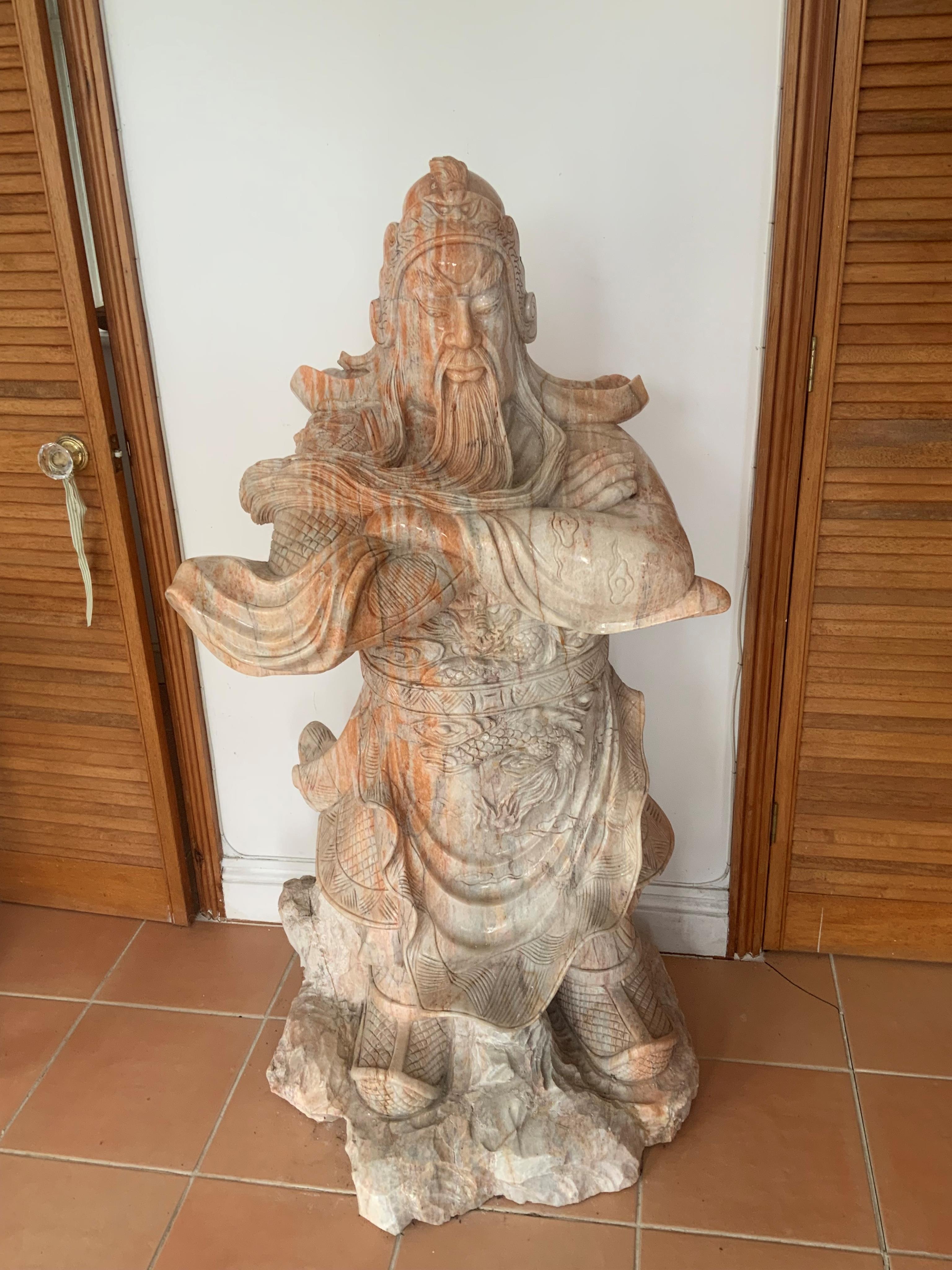 A massive Chinese soapstone figure of Guan Yu